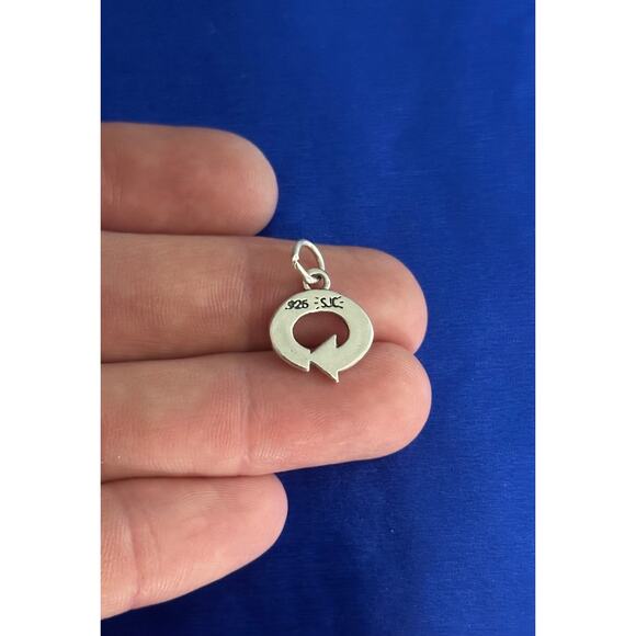 Sterling Silver Recycle Symbol and Word Charm, Recycle Symbol Recycle Word Charm - Picture 2 of 4